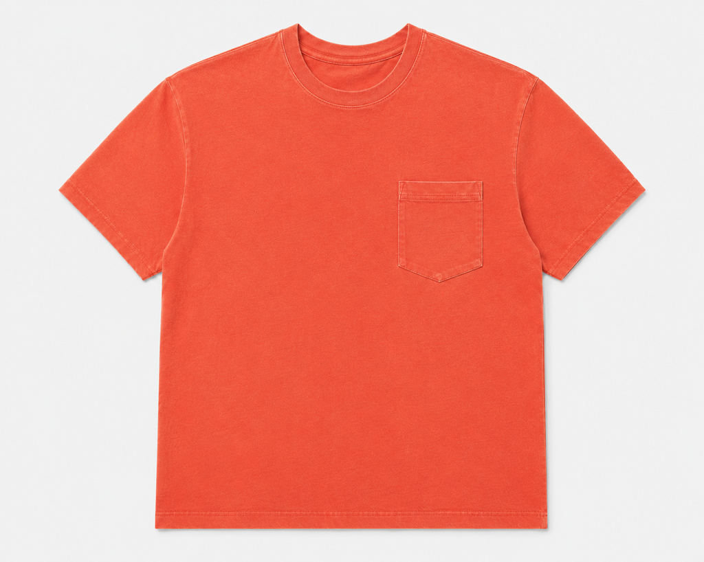 washed Orange pocket t shirt