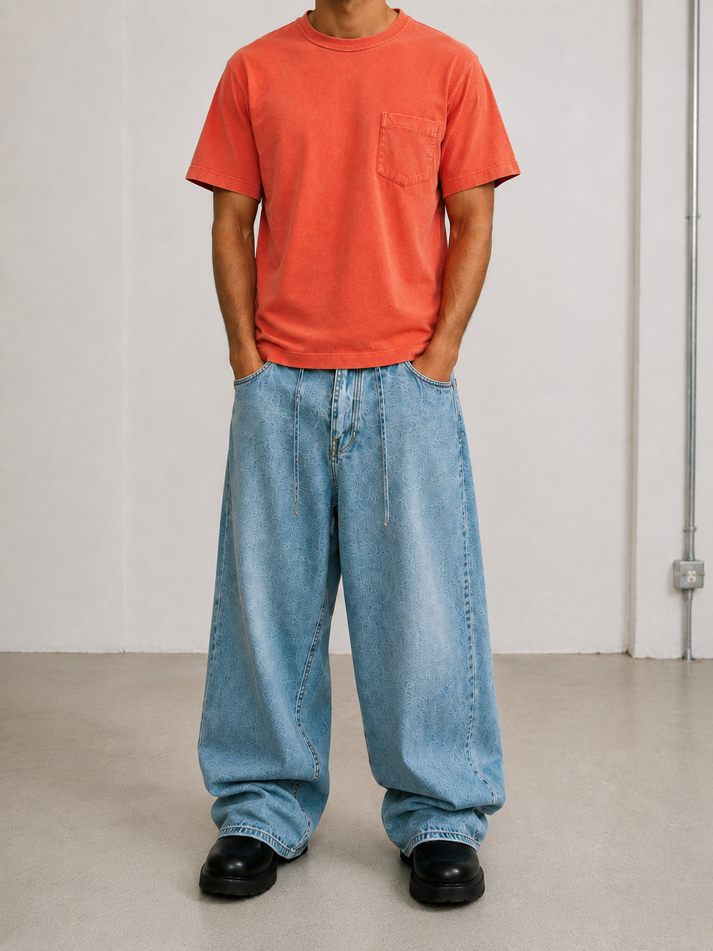 washed Orange pocket t shirt