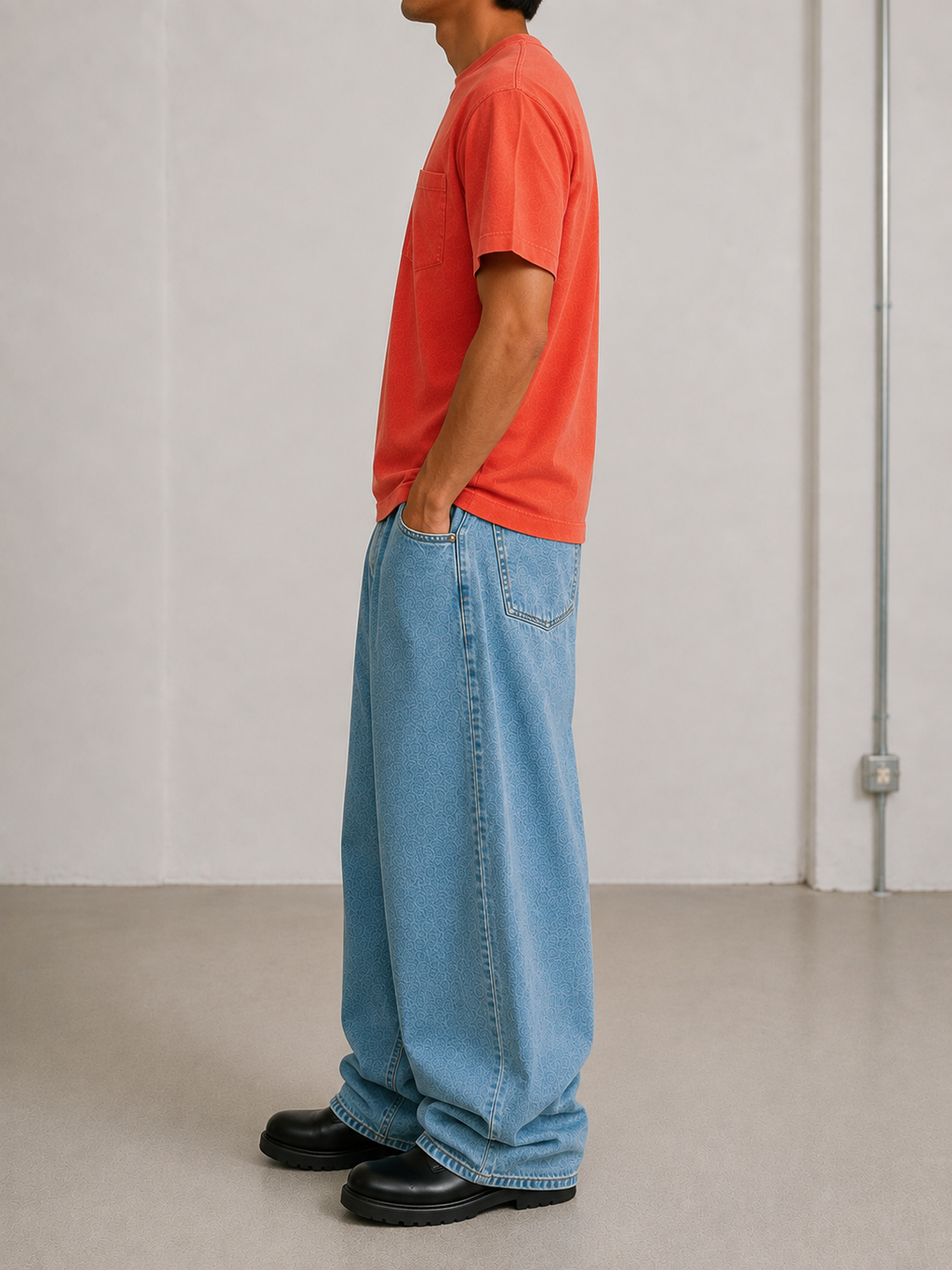 washed Orange pocket t shirt